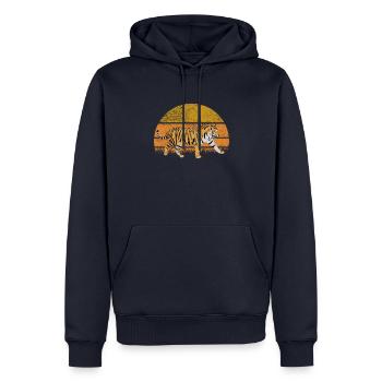 Tiger Retro Vintage Big Cat - Sweat à capuche Premium bio Homme - bleu marine - Devant - Nico (187cm)