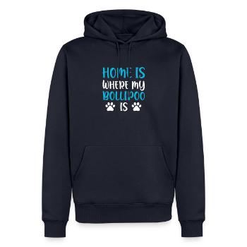 Bollipoo - Sweat à capuche Premium bio Homme - bleu marine - Devant - Nico (187cm)