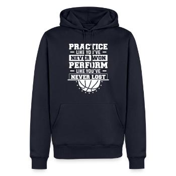 Practice Like You've Never Won For A Basketball - Men’s Premium Organic Hoodie - navy - Front - Nico (187cm)