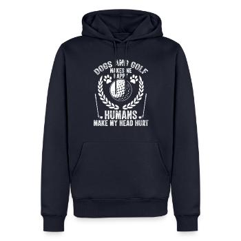 Les chiens et le golf me rendent heureux Golfeur - Sweat à capuche Premium bio Homme - bleu marine - Devant - Nico (187cm)