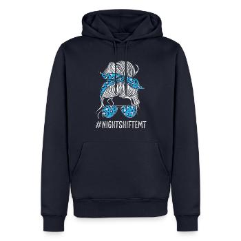 Quart de nuit EMT Femmes Ambulance EMS Paramédic - Sweat à capuche Premium bio Homme - bleu marine - Devant - Nico (187cm)