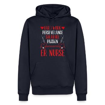 Emergency Medical Nurse Hard Work Perseverance ER - Männer Premium Bio Hoodie - Navy - Vorne - Nico (187cm)