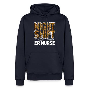 Équipe de nuit Urgence Médicale Léopard ER Infirmière Leo - Sweat à capuche Premium bio Homme - bleu marine - Devant - Nico (187cm)