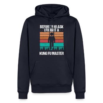 Leg Amputee Vintage Humor Sarcasm Amputated Leg - Men’s Premium Organic Hoodie - navy - Front - Nico (187cm)