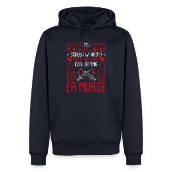 Urgence Médicale ER Tech Night Shift ER Infirmière - Sweat à capuche Premium bio Homme - bleu marine - Devant - Nico (187cm)