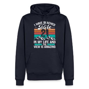 21 Year Old Hiker Mountains Hiking 21 Birthday - Männer Premium Bio Hoodie - Navy - Vorne - Nico (187cm)