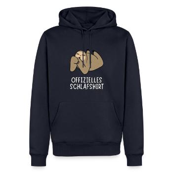 Offizielles Schlafshirt - Nachdenkliches Faultier - Männer Premium Bio Hoodie - Navy - Vorne - Nico (187cm)