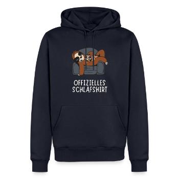 Offizielles Schlafshirt - Faultier Papa mit Kind - Männer Premium Bio Hoodie - Navy - Vorne - Nico (187cm)