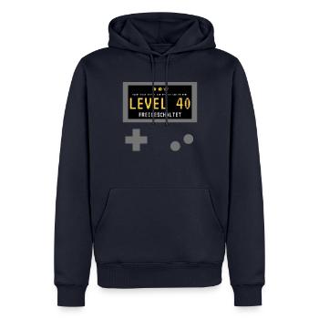 Level 40 freigeschaltet! Gamer Spieler Zocker - Männer Premium Bio Hoodie - Navy - Vorne - Nico (187cm)