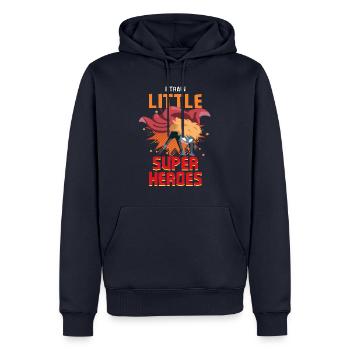 Kindergarten teacher raises little superheroes - Men’s Premium Organic Hoodie - navy - Front - Nico (187cm)