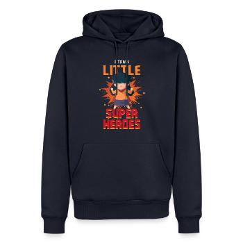 Kindergarten teacher raises little superheroes - Men’s Premium Organic Hoodie - navy - Front - Nico (187cm)