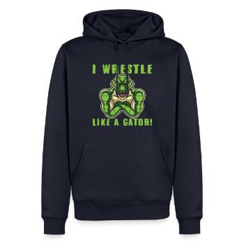 Crocodile Alligator Wrestling Reptile Cadeau - Sweat à capuche Premium bio Homme - bleu marine - Devant - Nico (187cm)
