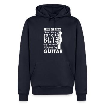 Guitare électrique Guitariste Guitare acoustique Musicien - Sweat à capuche Premium bio Homme - bleu marine - Devant - Nico (187cm)