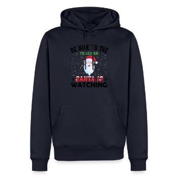 Be nice to the teacher Santa is Watching Norwegian - Men’s Premium Organic Hoodie - navy - Front - Nico (187cm)