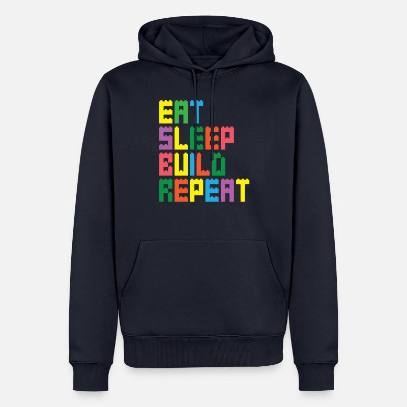 Enfants Blocs de construction Briques Jouets Blocs de serrage - Sweat à capuche Premium bio Homme - bleu marine