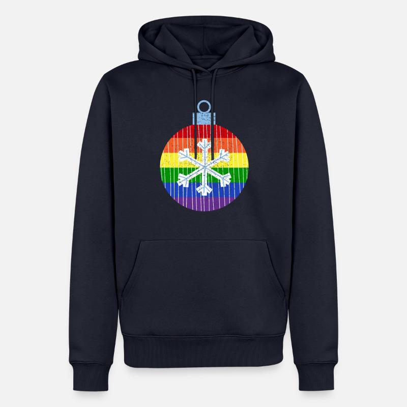 Regenbogen Weihnachtskugel Queer Gay Pride - Männer Premium Bio Hoodie - Navy