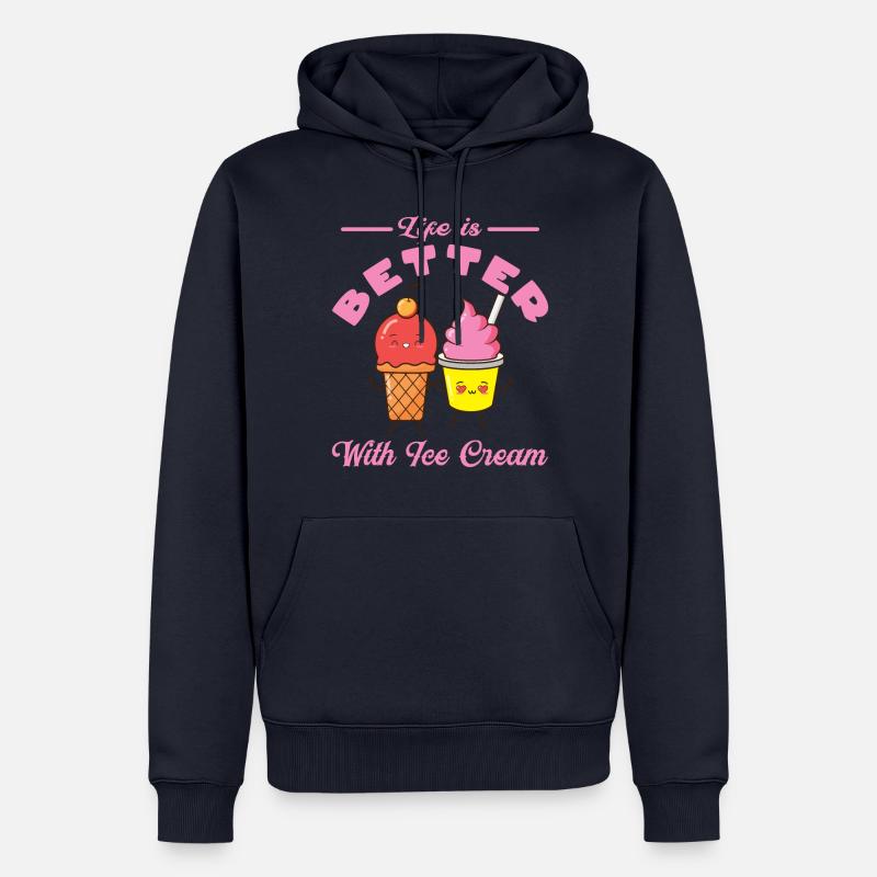 Eiscreme logo Sommer Softeis Geschenkidee - Männer Premium Bio Hoodie - Navy