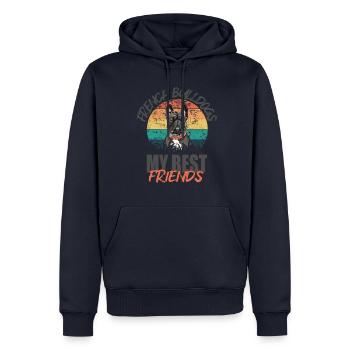 Français Bulldog - Sweat à capuche Premium bio Homme - bleu marine - Devant - Nico (187cm)