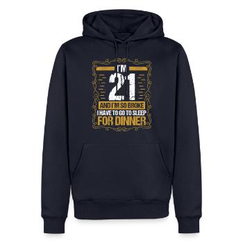 21 Idea Funny Go to Sleep for Dinner Year Humor - Männer Premium Bio Hoodie - Navy - Vorne - Nico (187cm)
