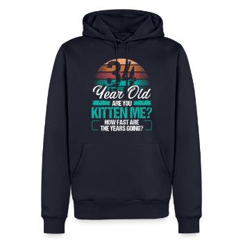 34 Year Old Funny Cat Owner Birthday Idea Kitten - Männer Premium Bio Hoodie - Navy - Vorne - Nico (187cm)