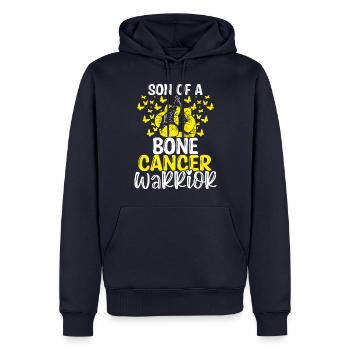 Mois de la sensibilisation au cancer des os Ruban Fils - Sweat à capuche Premium bio Homme - bleu marine - Devant - Nico (187cm)