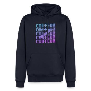 Retro Coiffure Barbier Coiffeuse - Männer Premium Bio Hoodie - Navy - Vorne - Nico (187cm)