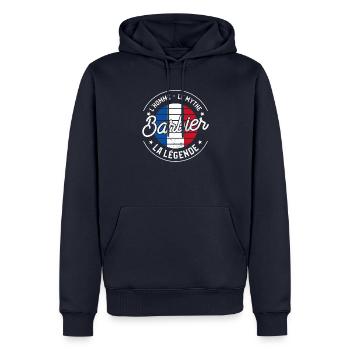 Barbier L'Homme Le Mythe La Légende Coiffure - Männer Premium Bio Hoodie - Navy - Vorne - Nico (187cm)