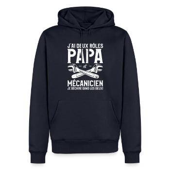 J'ai Deux Rôles Papa Et Mécanicien Je Déchire Dans - Männer Premium Bio Hoodie - Navy - Vorne - Nico (187cm)