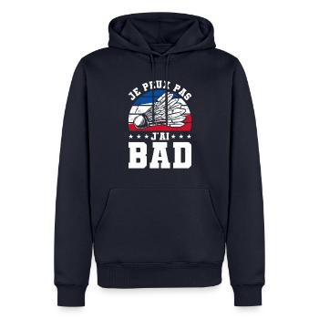 Je Peux Pas J'ai Bad Badminton - Männer Premium Bio Hoodie - Navy - Vorne - Nico (187cm)