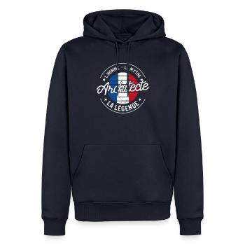 Architecte L'Homme Le Mythe La Légende - Sweat à capuche Premium bio Homme - bleu marine - Devant - Nico (187cm)