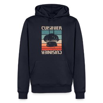 Vintage Retro Cuisinier Chef Cuisine - Sweat à capuche Premium bio Homme - bleu marine - Devant - Nico (187cm)