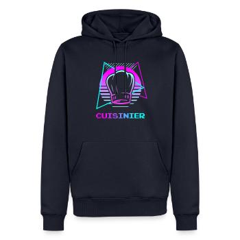 Retro Cuisinier Chef Cuisine - Sweat à capuche Premium bio Homme - bleu marine - Devant - Nico (187cm)