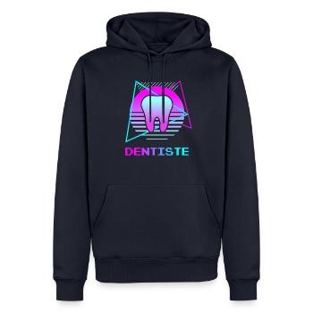 Retro Dentiste Dentisterie - Sweat à capuche Premium bio Homme - bleu marine - Devant - Nico (187cm)