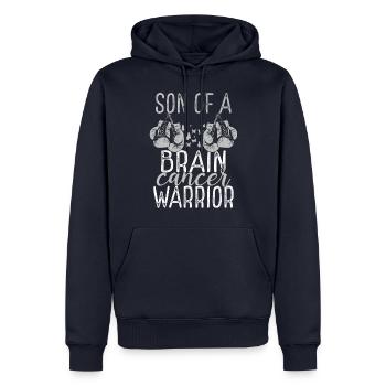Ruban du Mois de la sensibilisation aux tumeurs cérébrales de Son - Sweat à capuche Premium bio Homme - bleu marine - Devant - Nico (187cm)