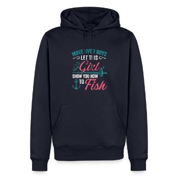 Angeln Mädchen Rod Fisher Fish Fisherman Fishing - Männer Premium Bio Hoodie - Navy - Vorne - Nico (187cm)