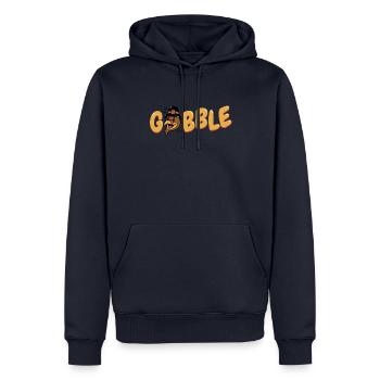 Gobble Pilgrim - Drôle de dinde de Thanksgiving - Sweat à capuche Premium bio Homme - bleu marine - Devant - Nico (187cm)