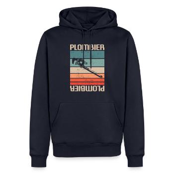 Vintage Retro Plombier Plomberie - Sweat à capuche Premium bio Homme - bleu marine - Devant - Nico (187cm)