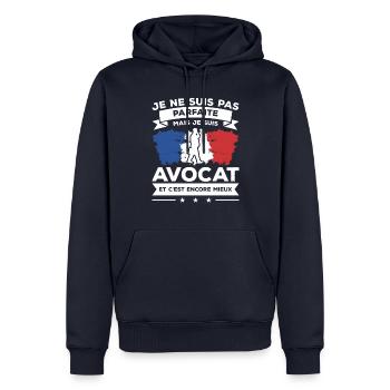 Je Ne Suis Pas Parfaite Mais Je Suis Avocat - Sweat à capuche Premium bio Homme - bleu marine - Devant - Nico (187cm)