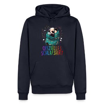 Offizielles Schlafshirt Panda Pandabär Nachtshirt - Männer Premium Bio Hoodie - Navy - Vorne - Nico (187cm)