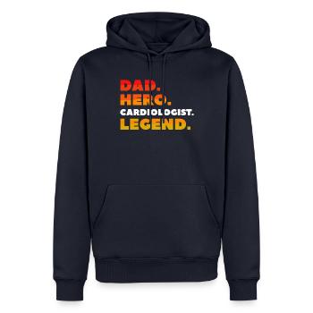 Papa Héros Cardiologue Légende Cardiologie Cardiologie - Sweat à capuche Premium bio Homme - bleu marine - Devant - Nico (187cm)