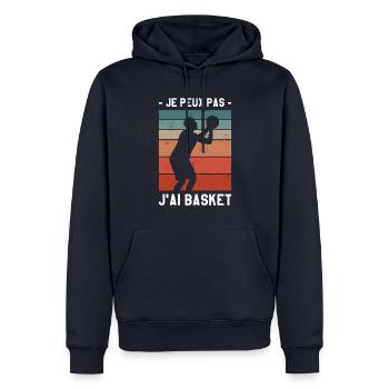 Je Peux Pas J'ai Basket Basket-ball Basketteur - Sweat à capuche Premium bio Homme - bleu marine - Devant - Nico (187cm)