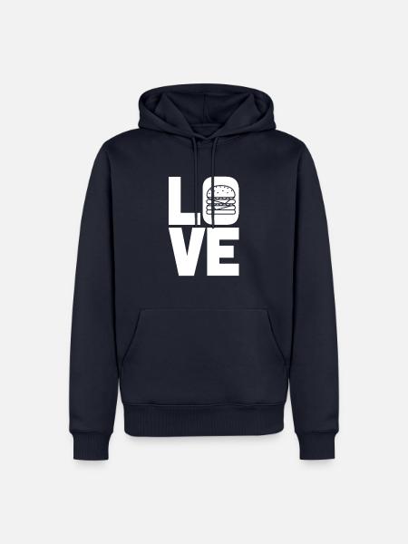 Liebe Burger Fast Food - Männer Premium Bio Hoodie - Navy