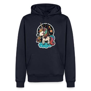 Cute magic unicorn for kindergarten and school - Men’s Premium Organic Hoodie - navy - Front - Nico (187cm)