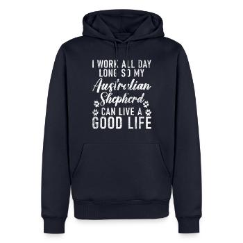 Australian Shepherd Geschenke - Männer Premium Bio Hoodie - Navy - Vorne - Nico (187cm)