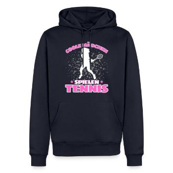 COOLE MÄCHEN SPIELEN TENNIS Lustiges - Männer Premium Bio Hoodie - Navy - Vorne - Nico (187cm)