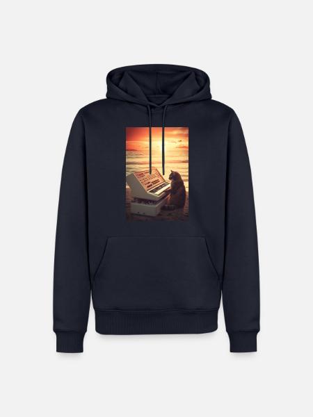 Cat Synthesizer Katze Retro Vintage Studio Gear - Männer Premium Bio Hoodie - Navy