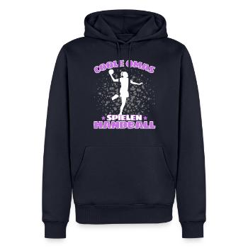 COOLE OMAS SPIELEN HANDBALL Handballer - Männer Premium Bio Hoodie - Navy - Vorne - Nico (187cm)