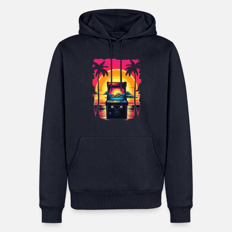 Pixel-Arcade-Controller Konsolenspieler-Abenteuer - Männer Premium Bio Hoodie - Navy