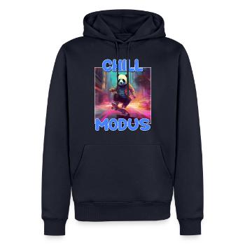 Chill Modus Pandabär Tierliebhaber Süßes Panda - Männer Premium Bio Hoodie - Navy - Vorne - Nico (187cm)