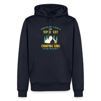 Camping Outdoor Mountain Camper Wandern Camping - Männer Premium Bio Hoodie - Navy - Vorne - Nico (187cm)